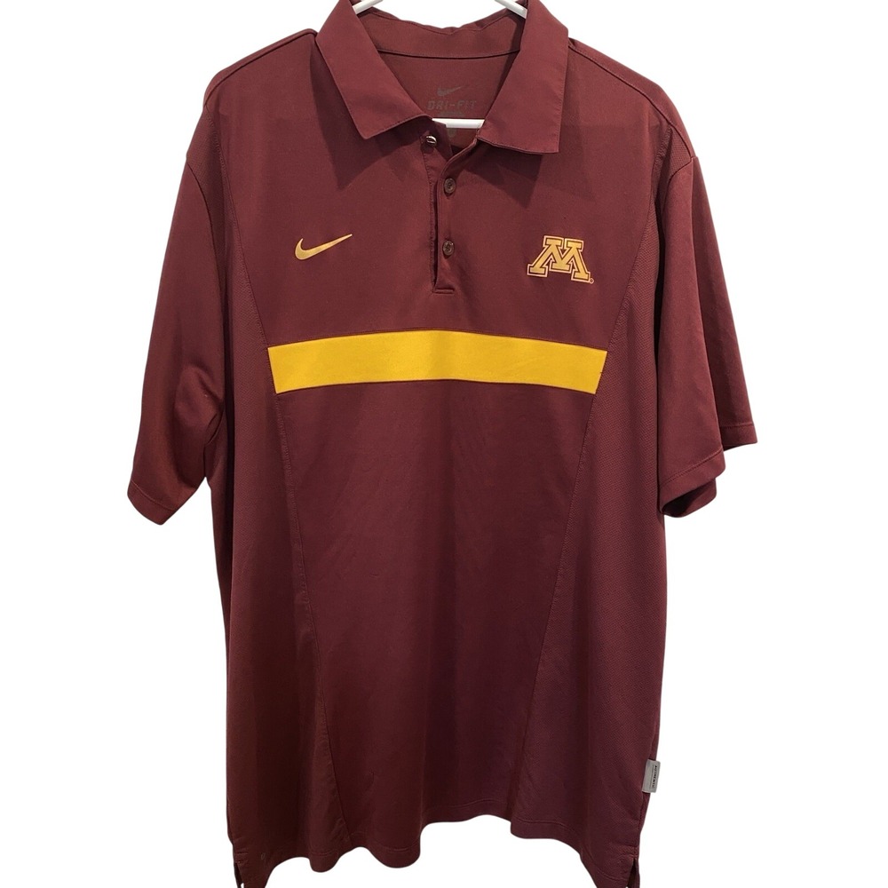 Minnesota Golden Gophers Nike Golf Polo Dri‎ Fit Shirt Men's XL Maroon
